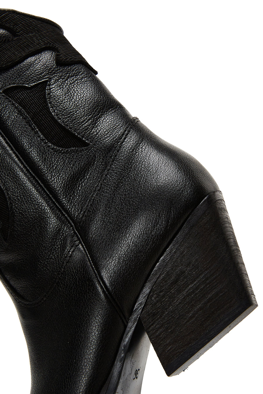 Women's Black Leather Cowboy Heeled Boots