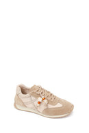 Woman Beige Lace-up Charm Leather Sneaker | Derimod