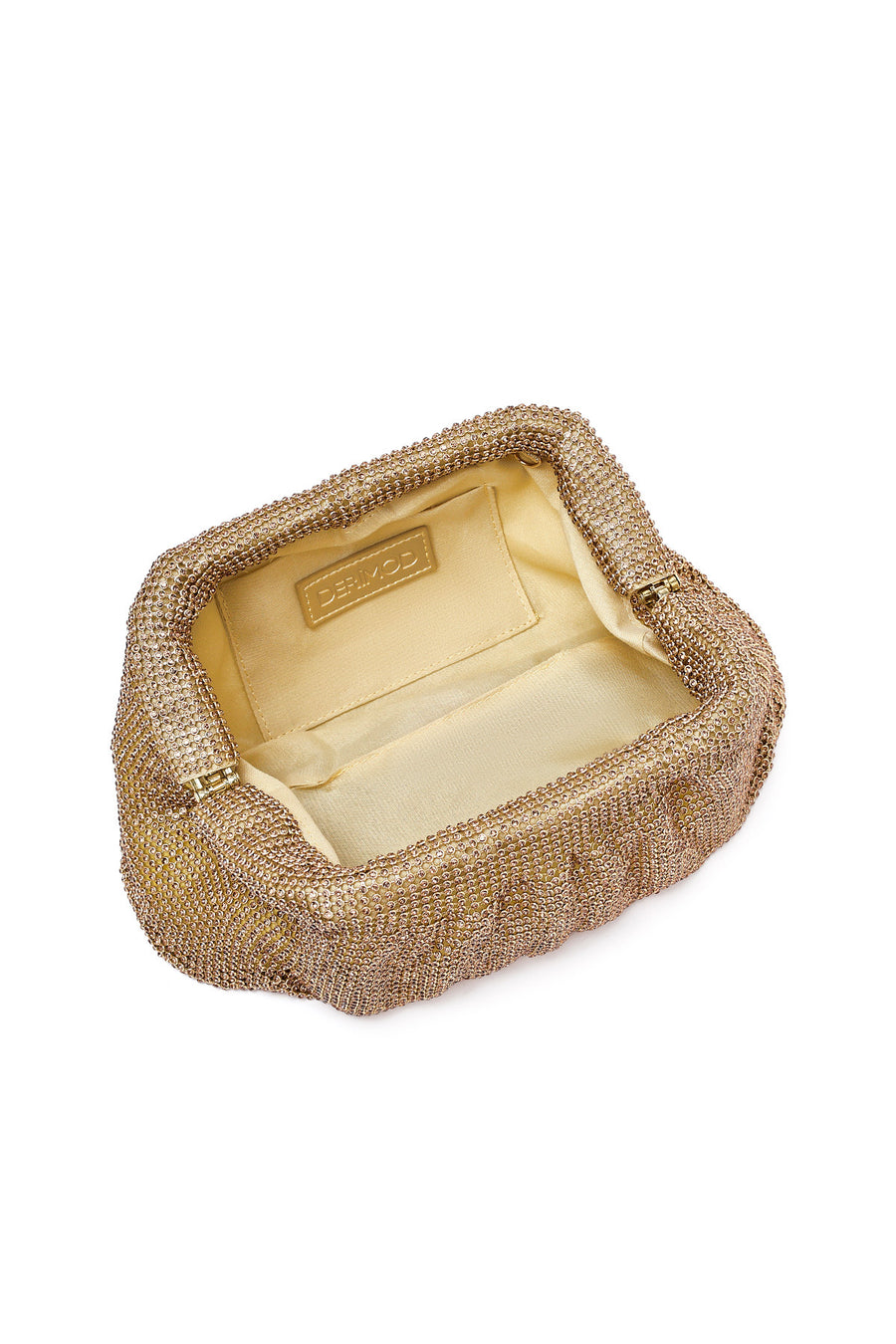 Women's Gold Long Chain Strap Stone Evening Clutch Bag