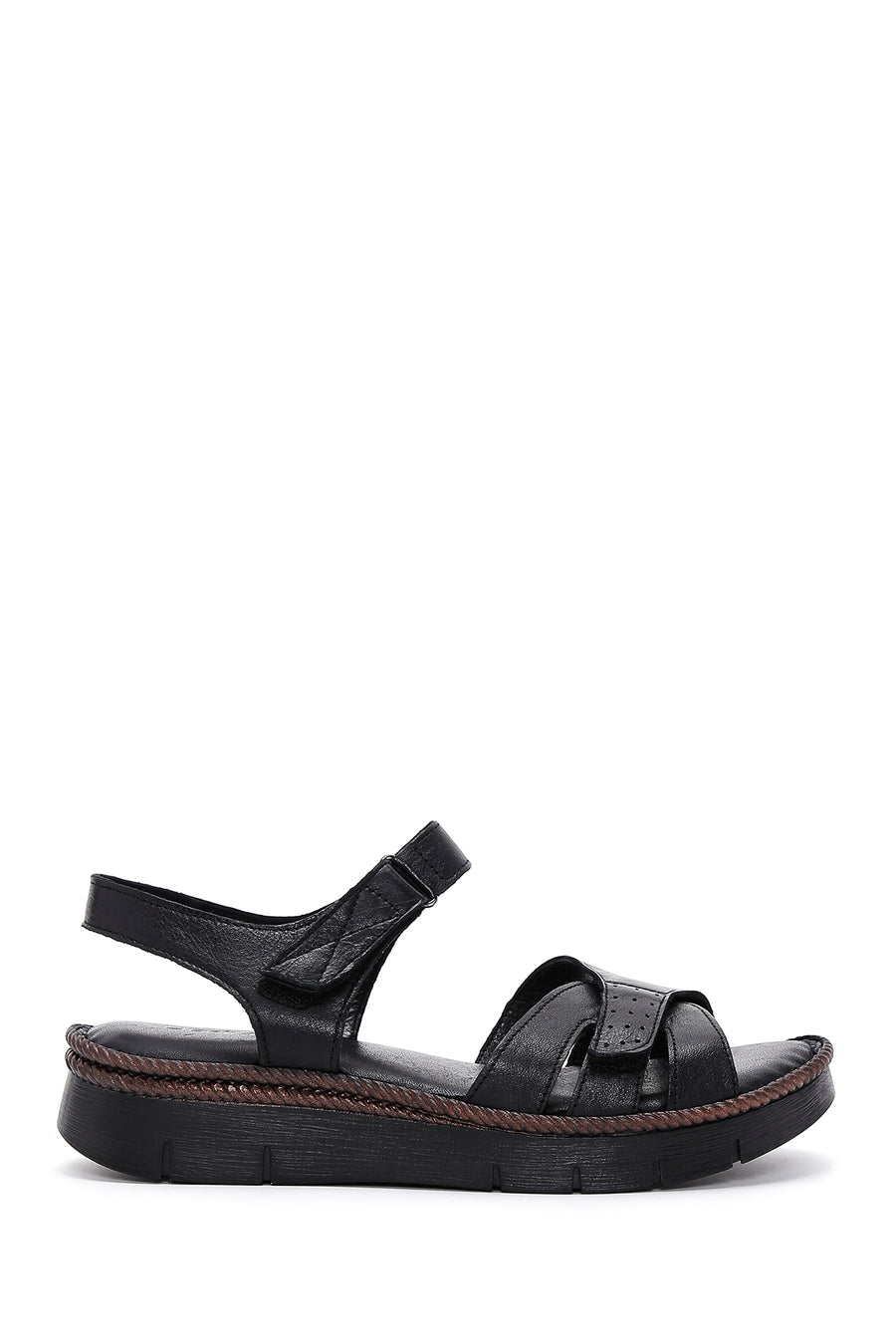 
Women's Black Ankle-Strap Thick Sole Leather Comfort Sandal
 25SFD320518 | Derimod