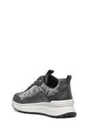 Geox Woman Grey Laced Thick Soled Fabric Sneakers | Derimod
