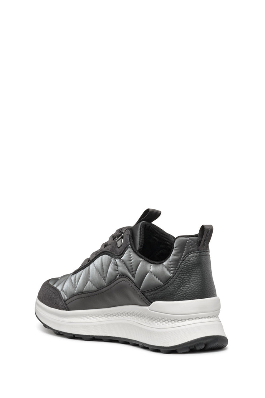Geox Woman Grey Laced Thick Soled Fabric Sneakers
