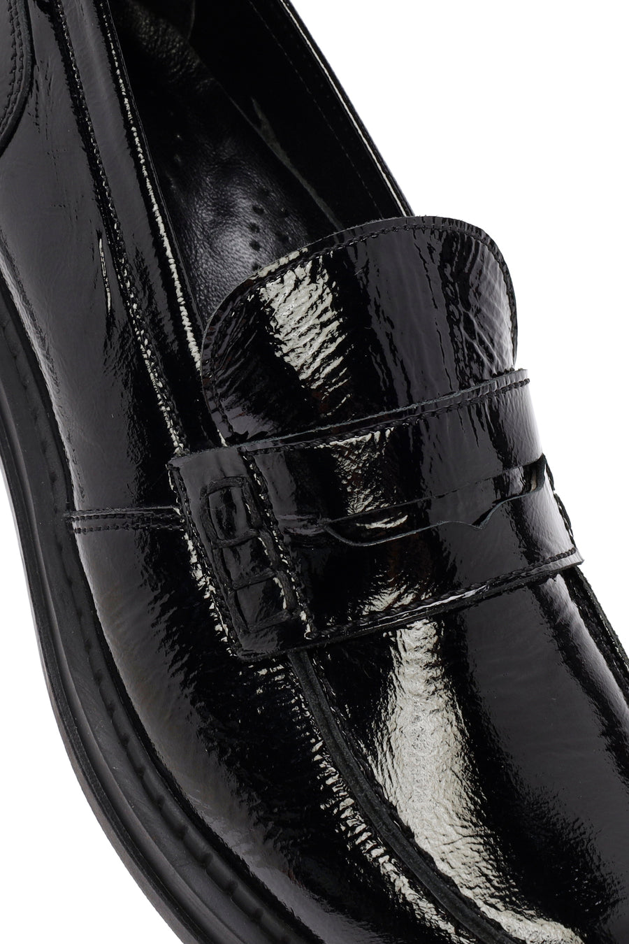 Women's Black Patent Leather Masculine Loafer