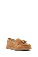 Women's Tan Suede Leather Comfort Loafer | Derimod