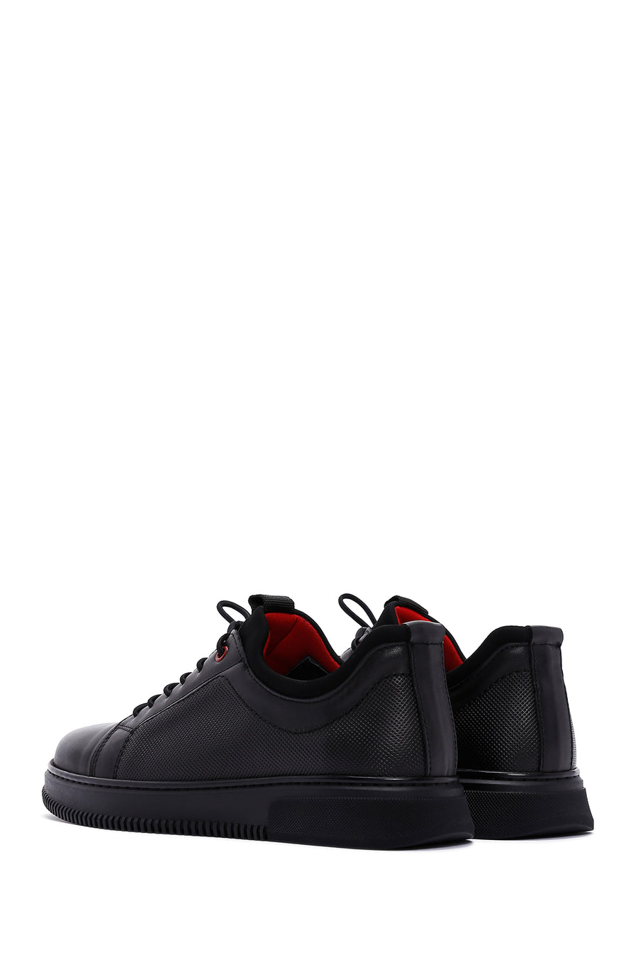 Men's Black Lace-up Leather Sneaker