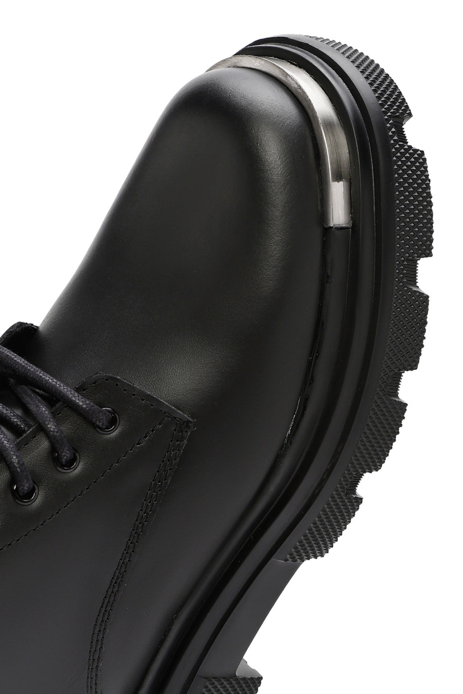 
Men's Black Lace-Up Zippered Leather Combat Boot
