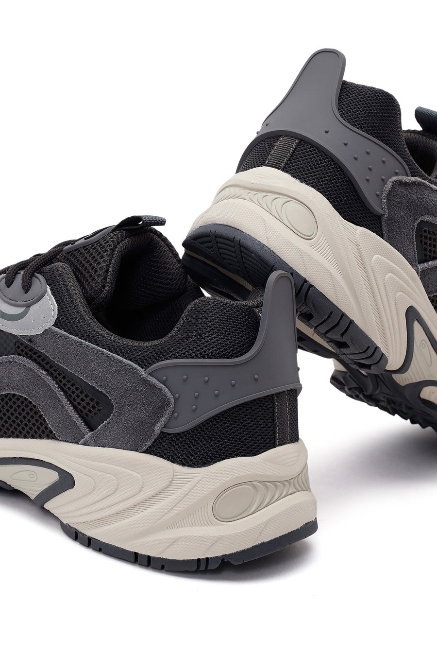 Erkek Gri Bağcıklı Kalın Tabanlı Deri Sneaker