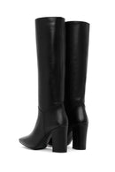 Women's Black High Heeled Classic Leather Boots | Derimod
