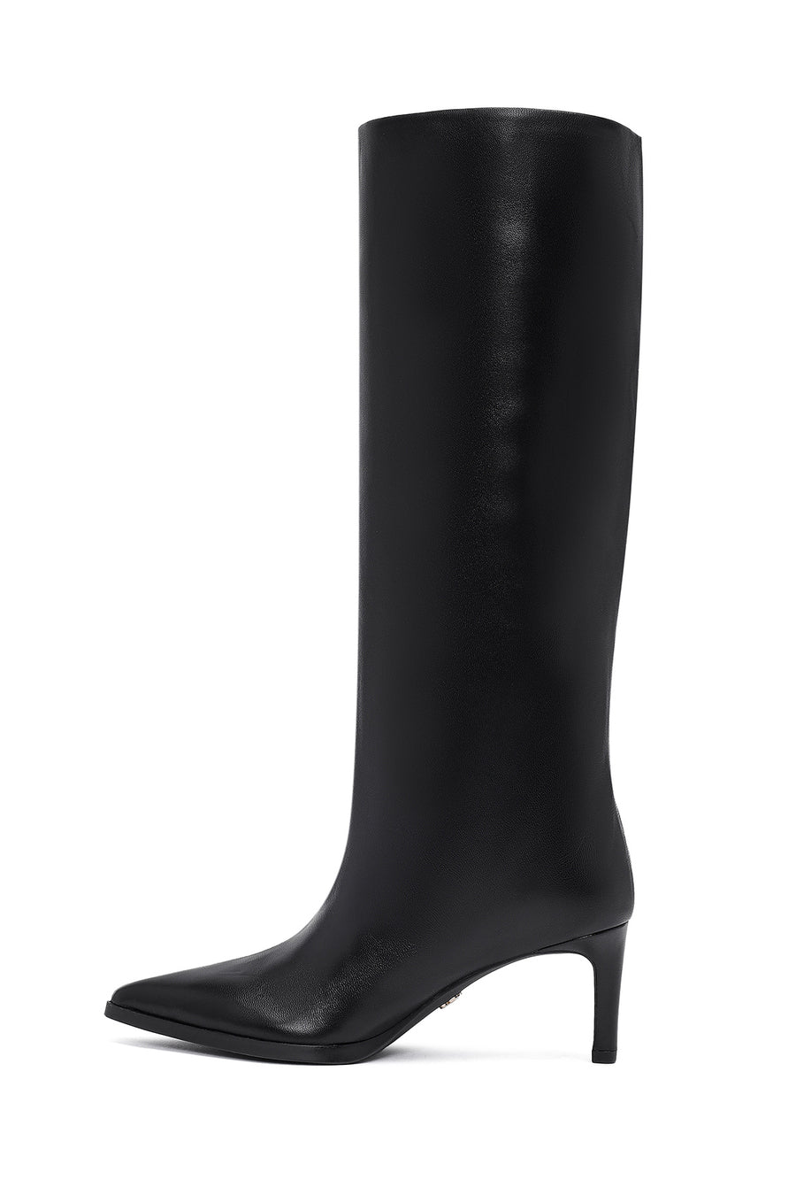 Woman Black Thin High-Heeled Leather Boots