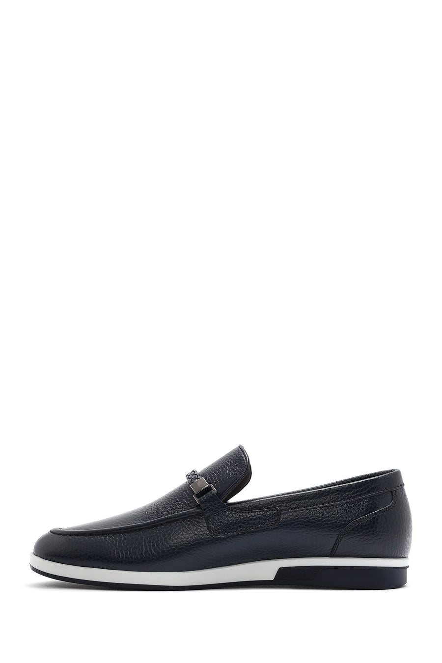 Men's Navy Blue Leather Casual Loafer