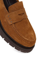 Kadın Taba Kalın Tabanlı Süet Deri Maskülen Loafer | Derimod