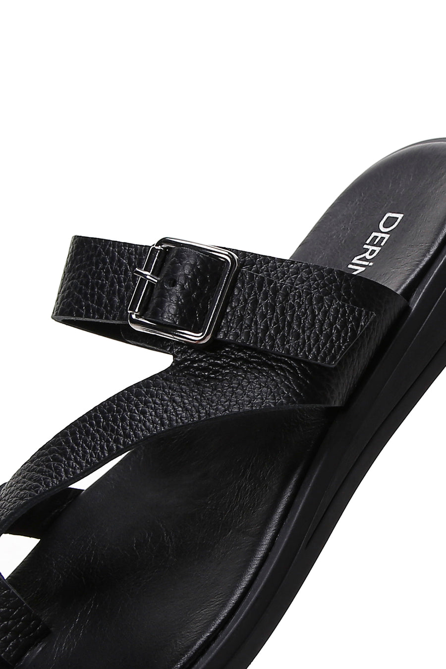 Women's Black Leather Flip-Flop Comfort Slippers