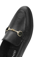 Women's Black Leather Masculine Loafer | Derimod
