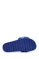 Women's Blue Knitted Detailed Jelly Slippers | Derimod