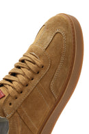 Women's Tan Lace-Up Suede Leather Sneakers | Derimod