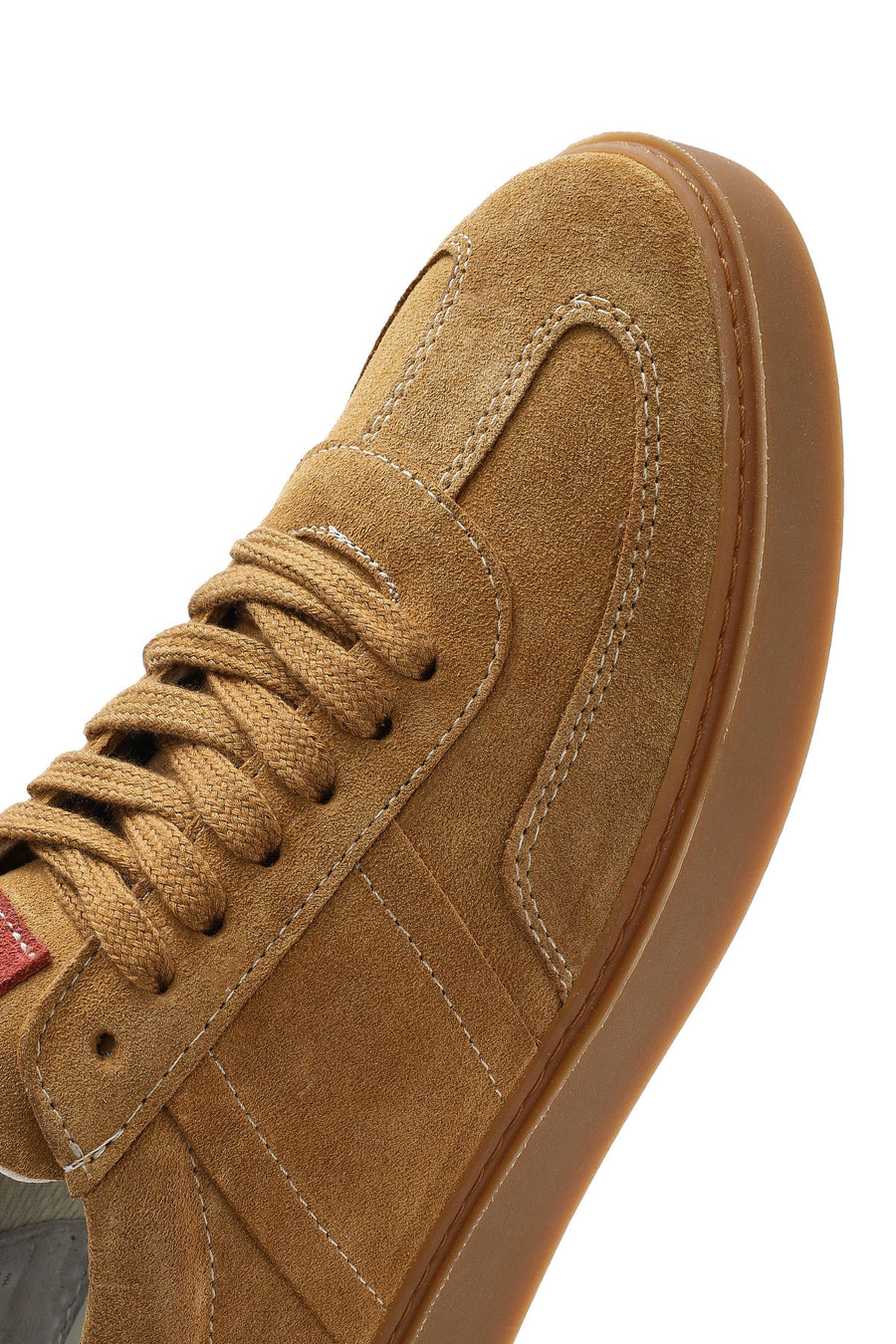Women's Tan Lace-Up Suede Leather Sneakers