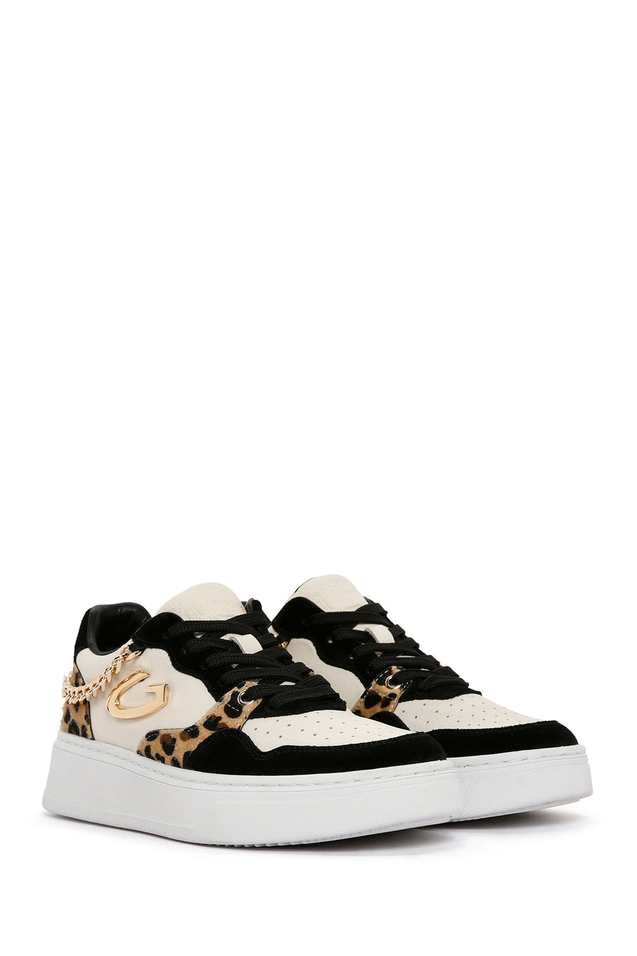 Alberto Guardiani Women's Black Chain Leather Sneaker