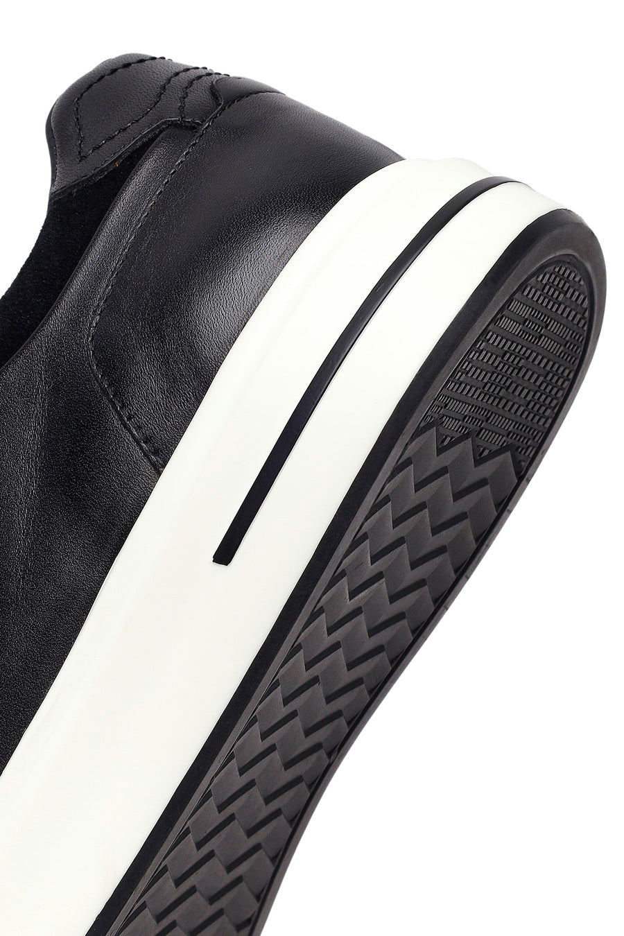 Male Black Lace-Up Thick-Soled Leather Sneaker