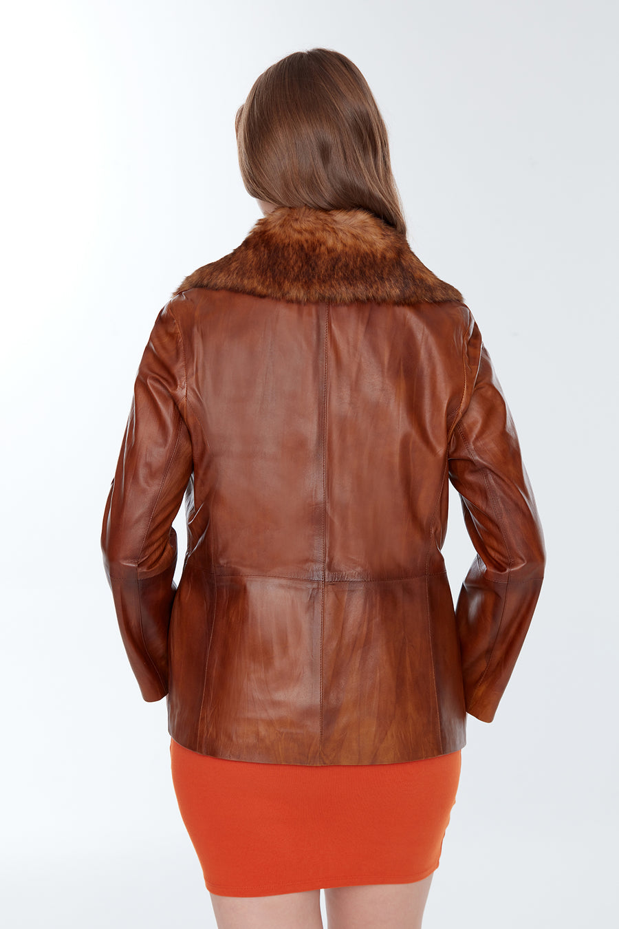 Samantha Women's Camel Leather Coat