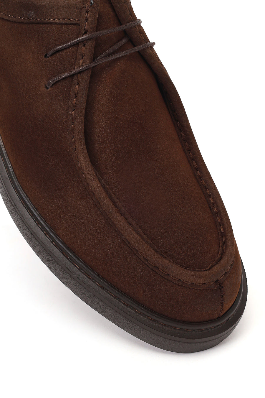 Male Brown Lace-Up Chunky-Soled Nubuck Leather Casual Shoes
