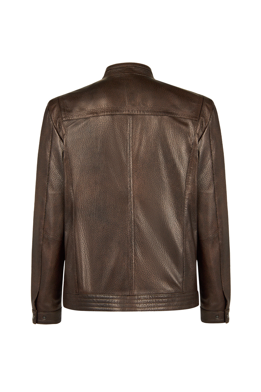Oscar Male Brown Zippered Leather Jacket