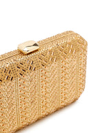 Woman Gold Long Chain Strap Embellished Mini Box Evening Bag | Derimod