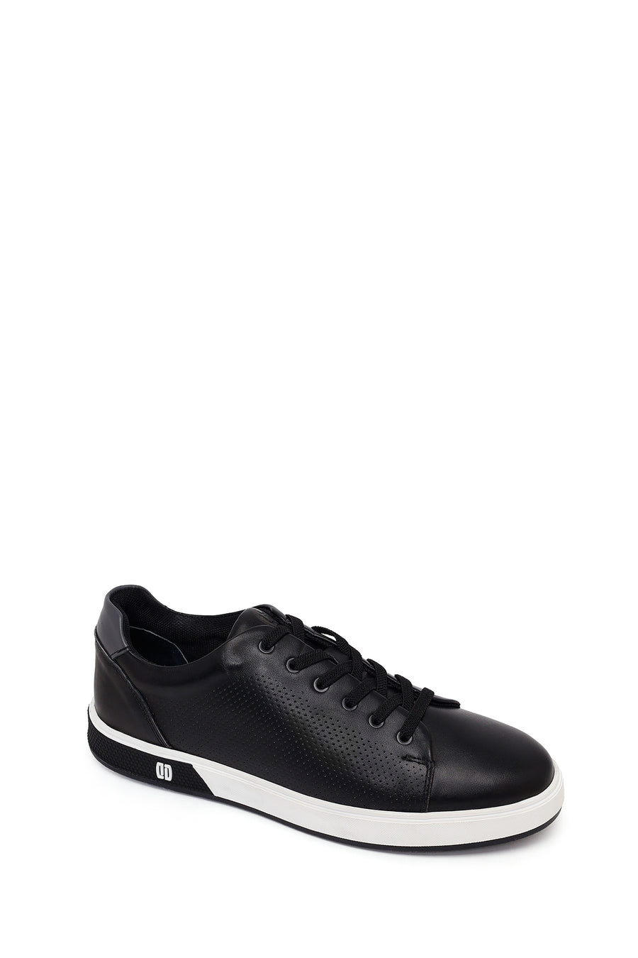 Erkek Siyah Bağcıklı Deri Sneaker