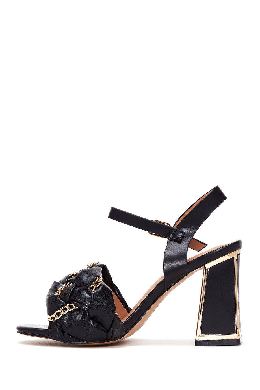 Women's Black Thick Heeled Sandals