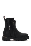 Harley Davidson Woman Black Peking Zip Closure Thick-Soled Leather Boots | Derimod