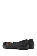 
Women's Black Leather Ballet Flats with Bow
 | Derimod