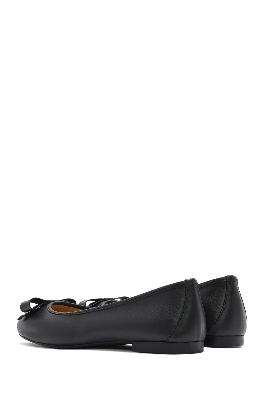 
Women's Black Leather Ballet Flats with Bow
