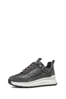 Geox Woman Grey Laced Thick Soled Fabric Sneakers | Derimod