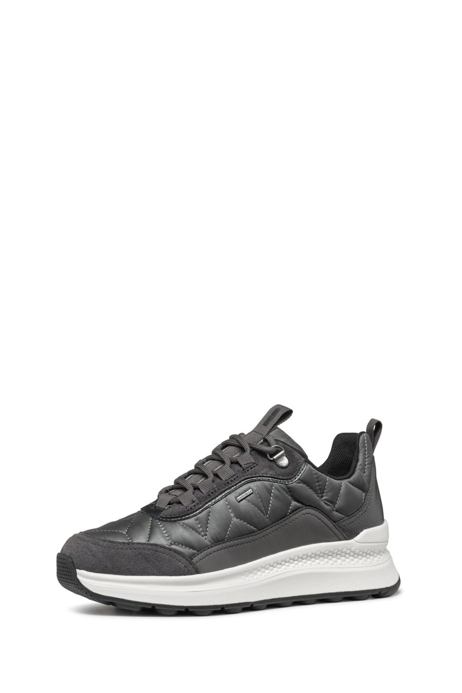 Geox Woman Grey Laced Thick Soled Fabric Sneakers