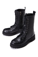 Women's Black Leather Zippered Boots | Derimod