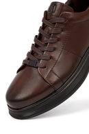 Erkek Kahverengi Bağcıklı Deri Casual Sneaker | Derimod
