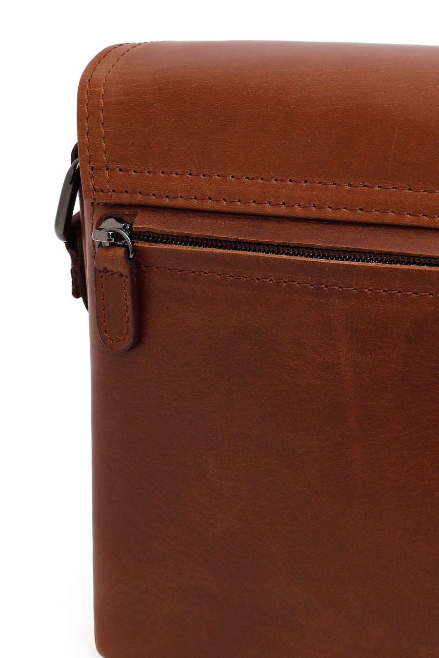 Male Brown Leather Messenger Bag