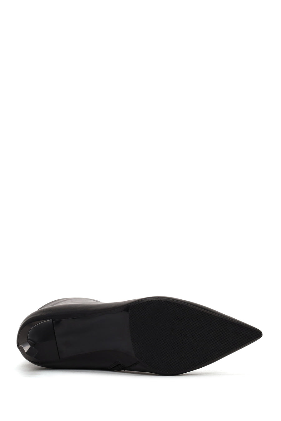 Woman Black Zip Closure Stiletto Heel Leather Boots
