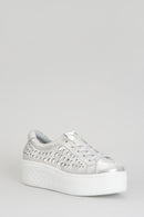 Women's Sneaker with Thick Silver Printed Sole | Derimod