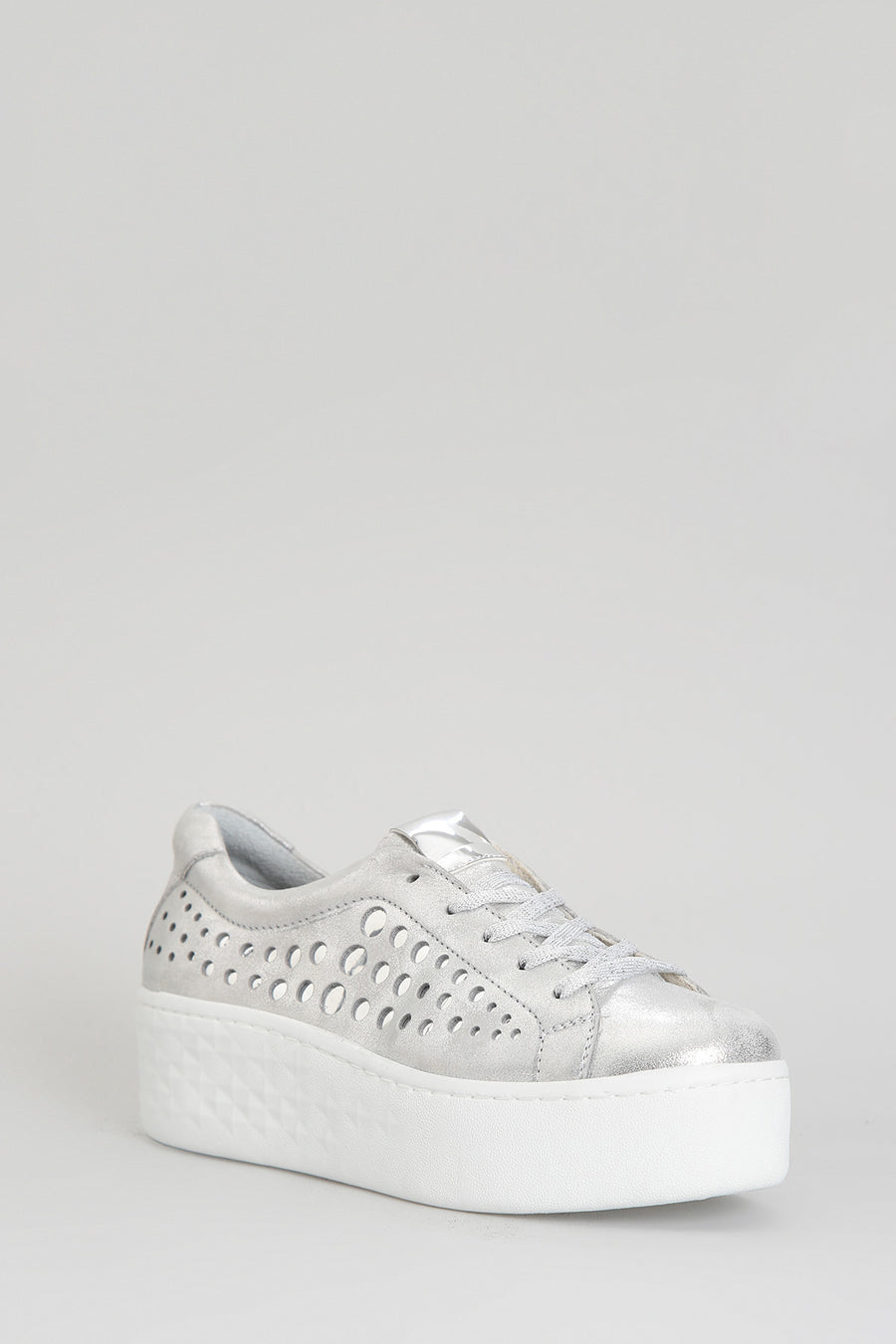 Women's Sneaker with Thick Silver Printed Sole