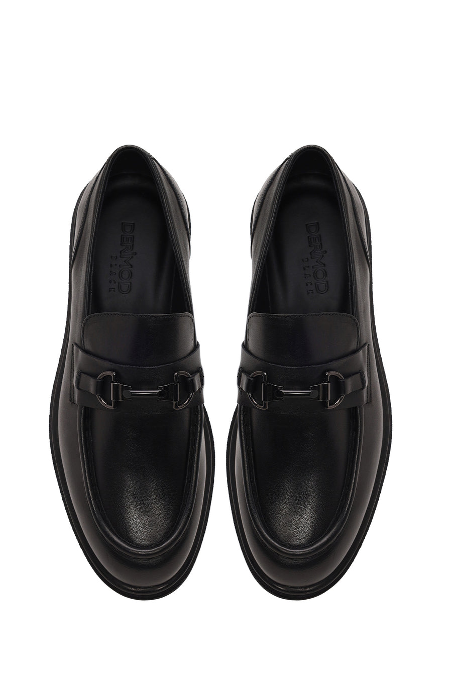 Erkek Siyah Tokalı Deri Casual Loafer
