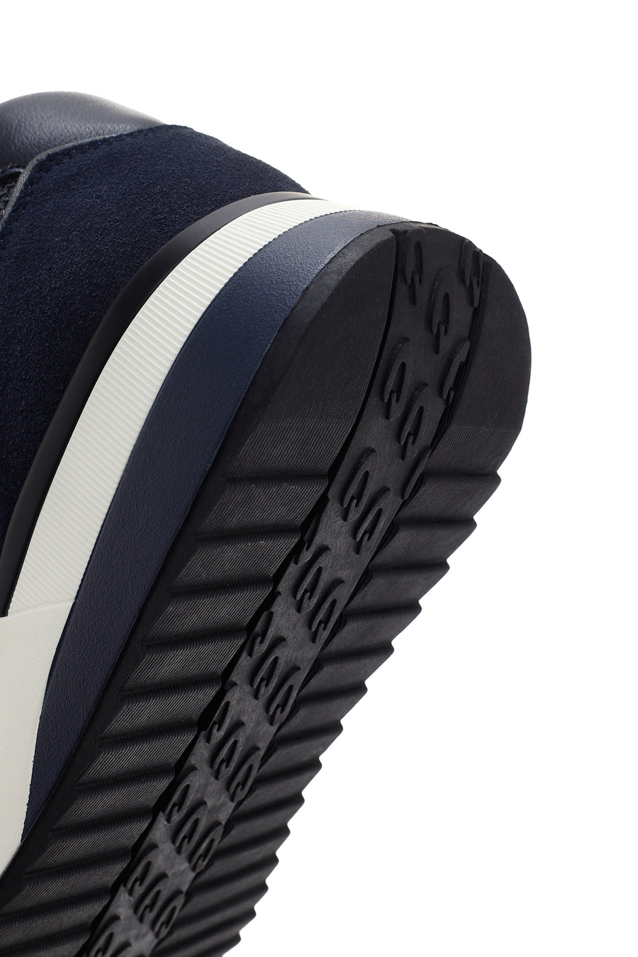 Alberto Guardiani Men's Navy Blue Gray Winner Thick Soled Leather Sneaker