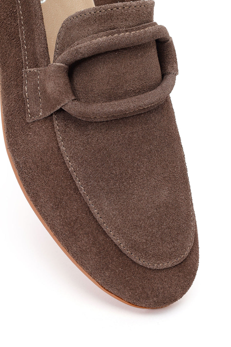 Women's Mink Buckled Suede Leather Masculine Loafer