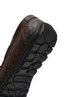 Men's Brown Crocodile Leather Loafers | Derimod