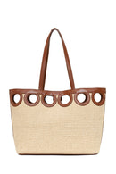 Woman Beige Wicker Shoulder Bag | Derimod
