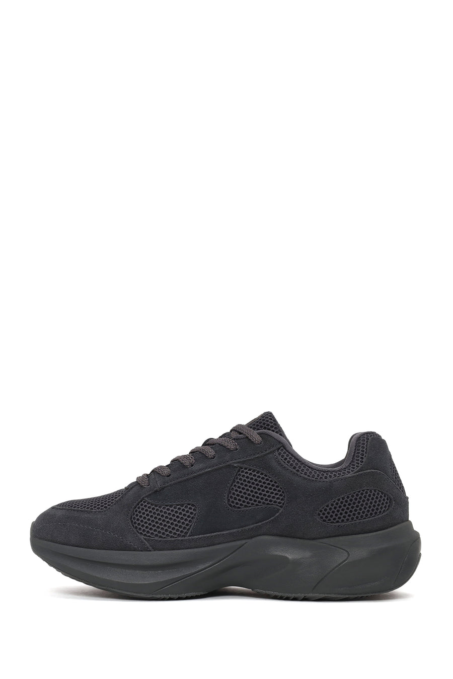 Male Gray Lace-Up Thick-Soled Fabric Sneaker
