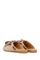 Woman Beige Tassel Suede Mule Slipper | Derimod