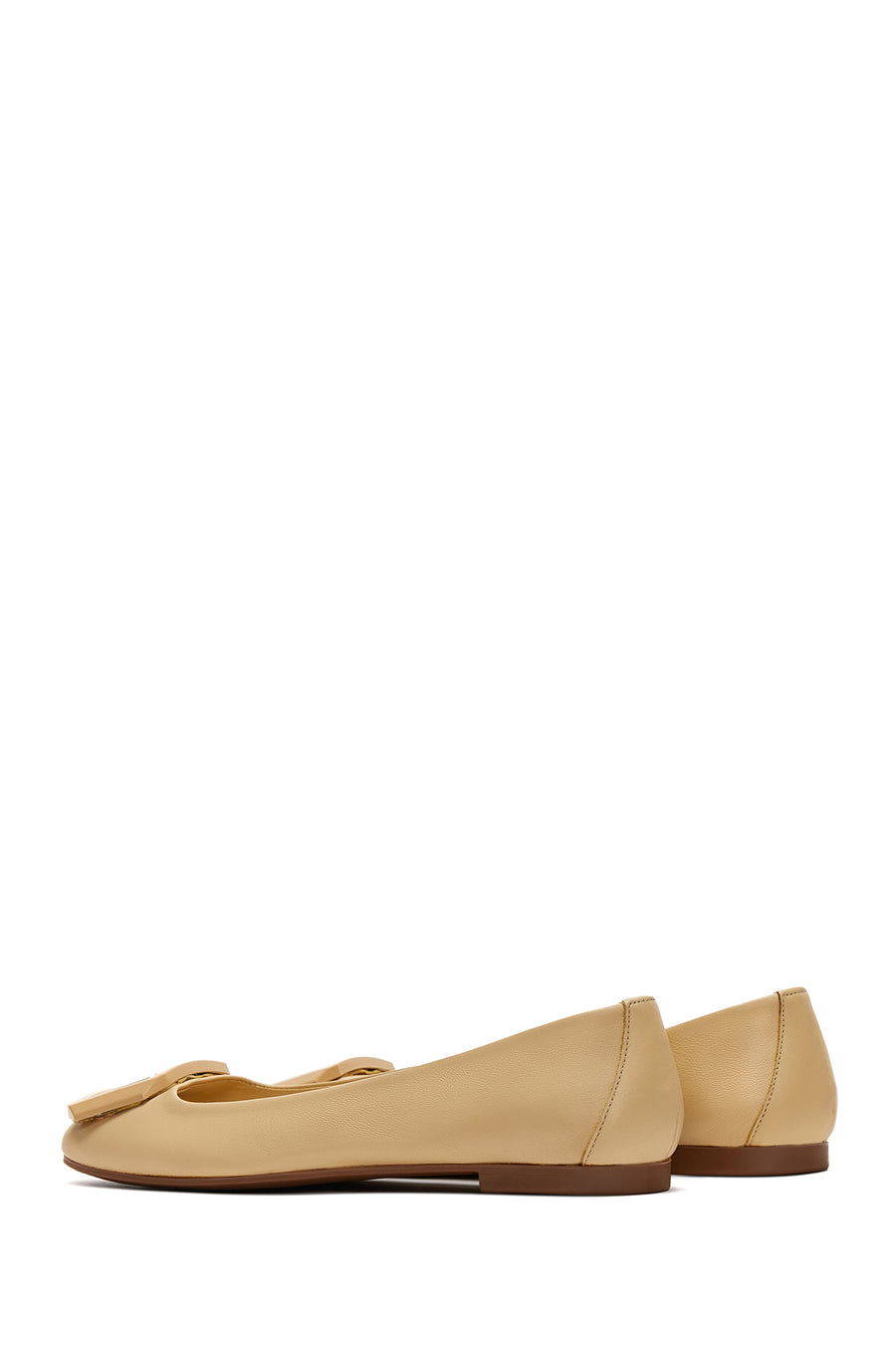 Women's Yellow Leather Buckle Ballerinas