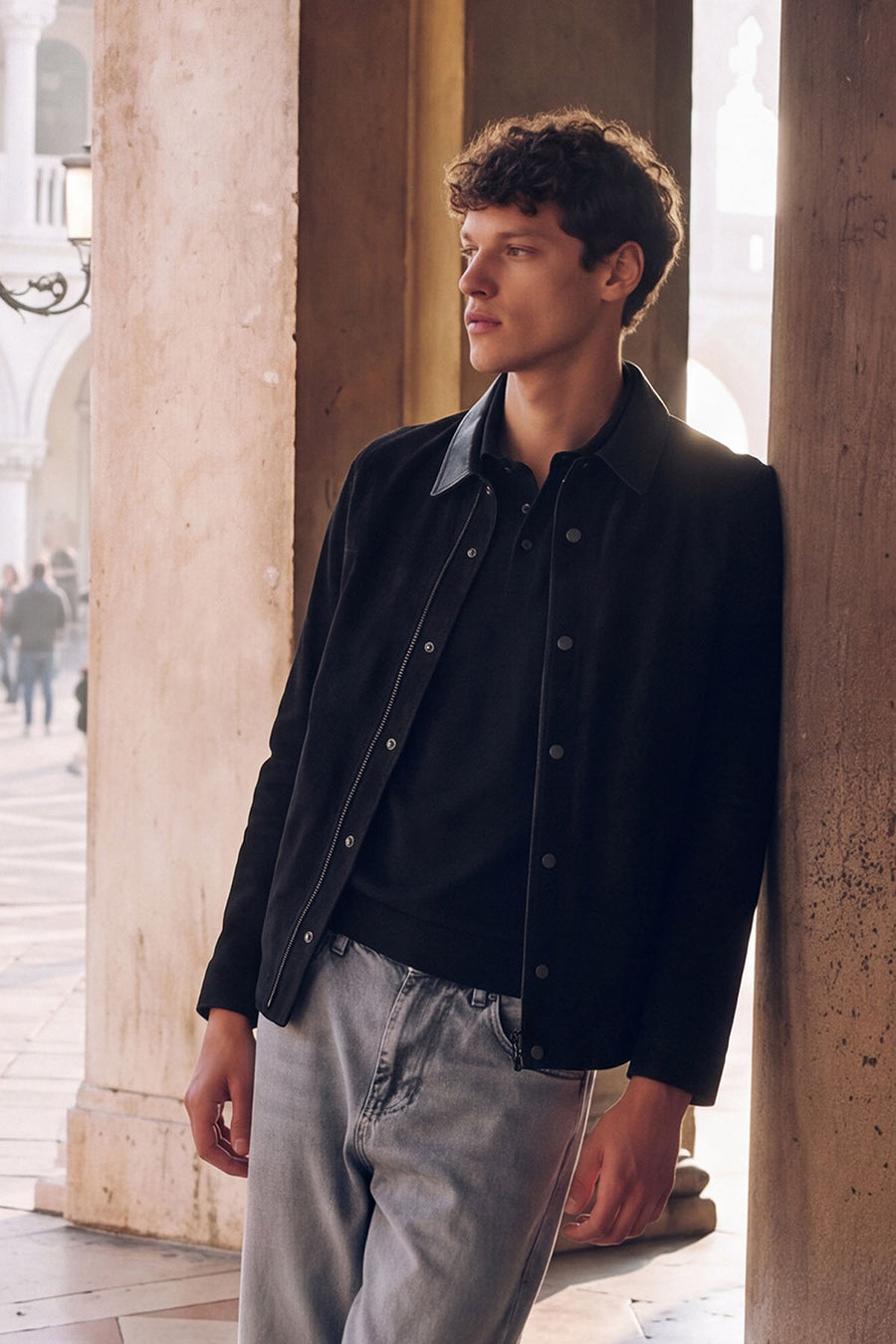 Olise Male Black Suede Jacket 26WGD662910 | Derimod