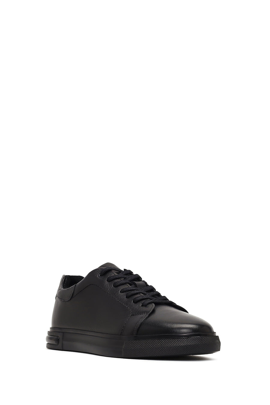 Men's Black Lace Up Leather Sneakers