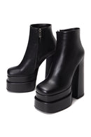 Women's Black Leather Platform High Heel Boots | Derimod